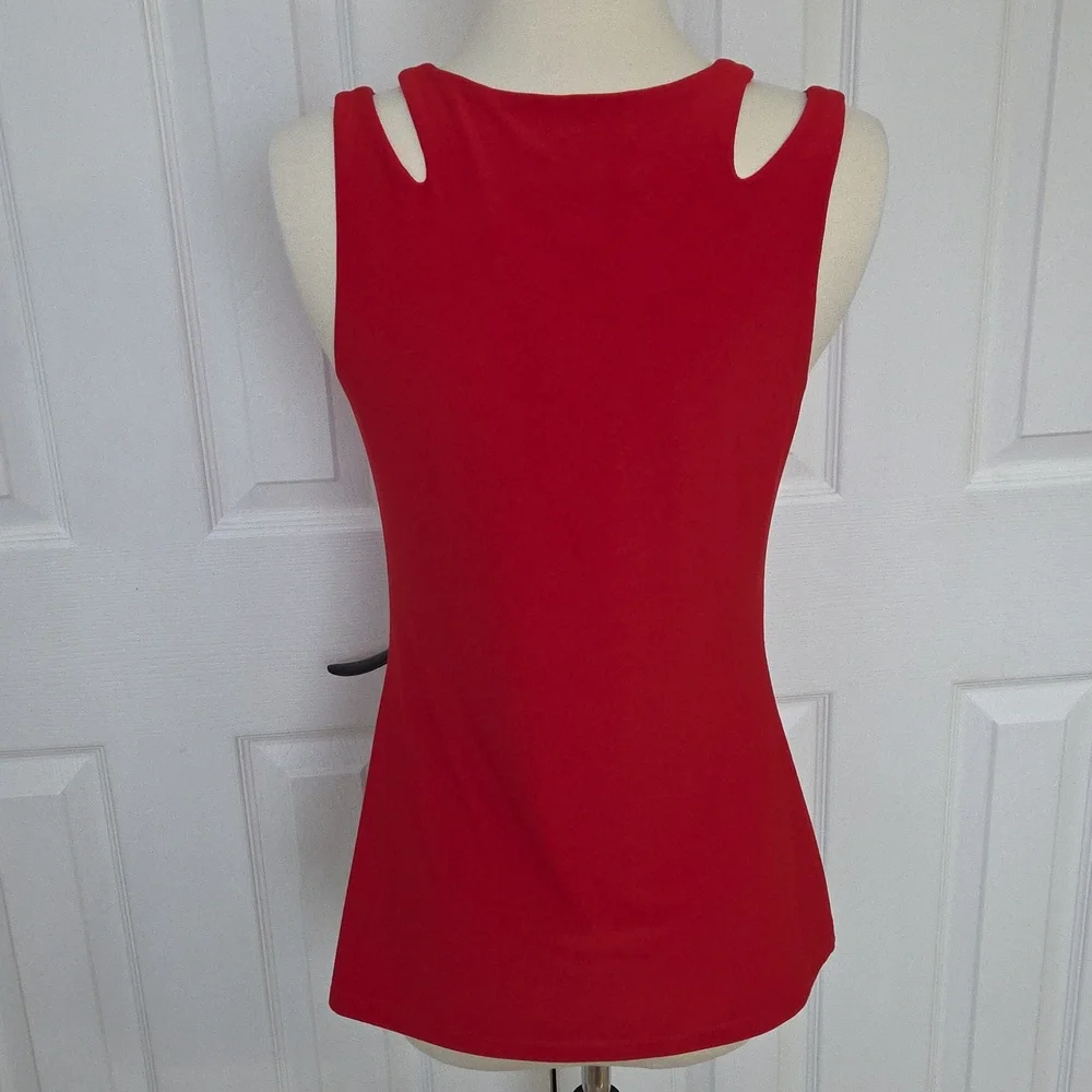 JOSEPH RIBKOFF DOUBLE STRAP RED SLEEVELESS TANK TUNIC TOP  8 - Picture 3 of 4